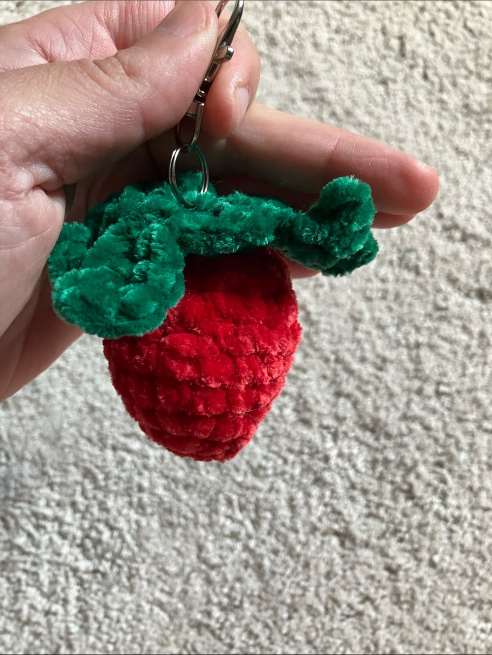 Crochet Strawberry Keychain - Picture 1 of 2